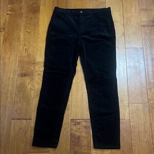LOFT Black Velvet Straight Pants Size 12 Holiday Classic Old Money Event Chic